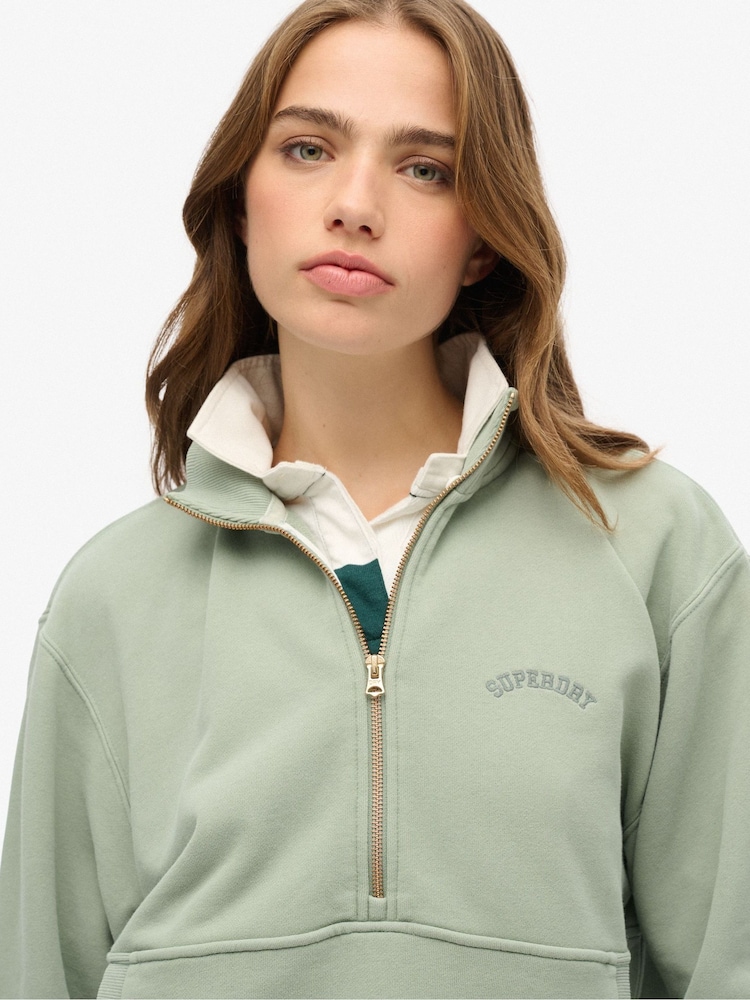 Superdry Green Green Active Tech Logo Relaxed Half Zip Sweatshirt - Image 4 of 6