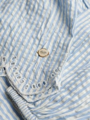 Superdry Blue Mini Broderie Tiered 100% Cotton Dress - Image 7 of 7
