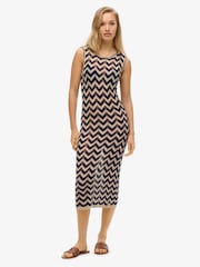Superdry Blue Zig Zag Knit Midi Dress - Image 1 of 4