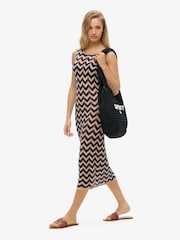 Superdry Blue Zig Zag Knit Midi Dress - Image 3 of 4