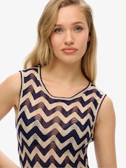 Superdry Blue Zig Zag Knit Midi Dress - Image 4 of 4