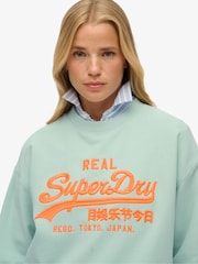 Superdry Green VL Neon Loose Crew 100% Cotton Sweat Top - Image 3 of 5