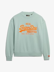 Superdry Green VL Neon Loose Crew 100% Cotton Sweat Top - Image 4 of 5