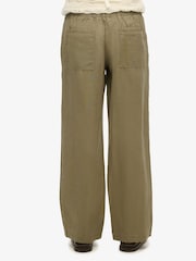 Superdry Green Linen Drawstring Trousers - Image 3 of 7