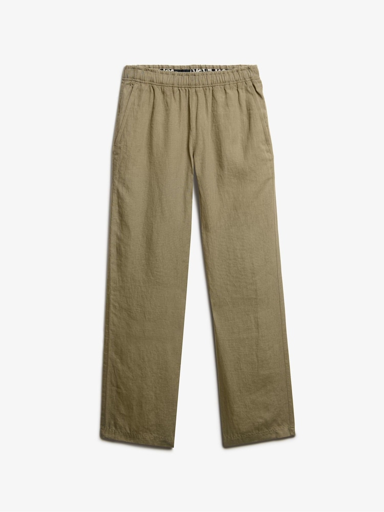 Superdry Green Linen Drawstring Trousers - Image 6 of 7