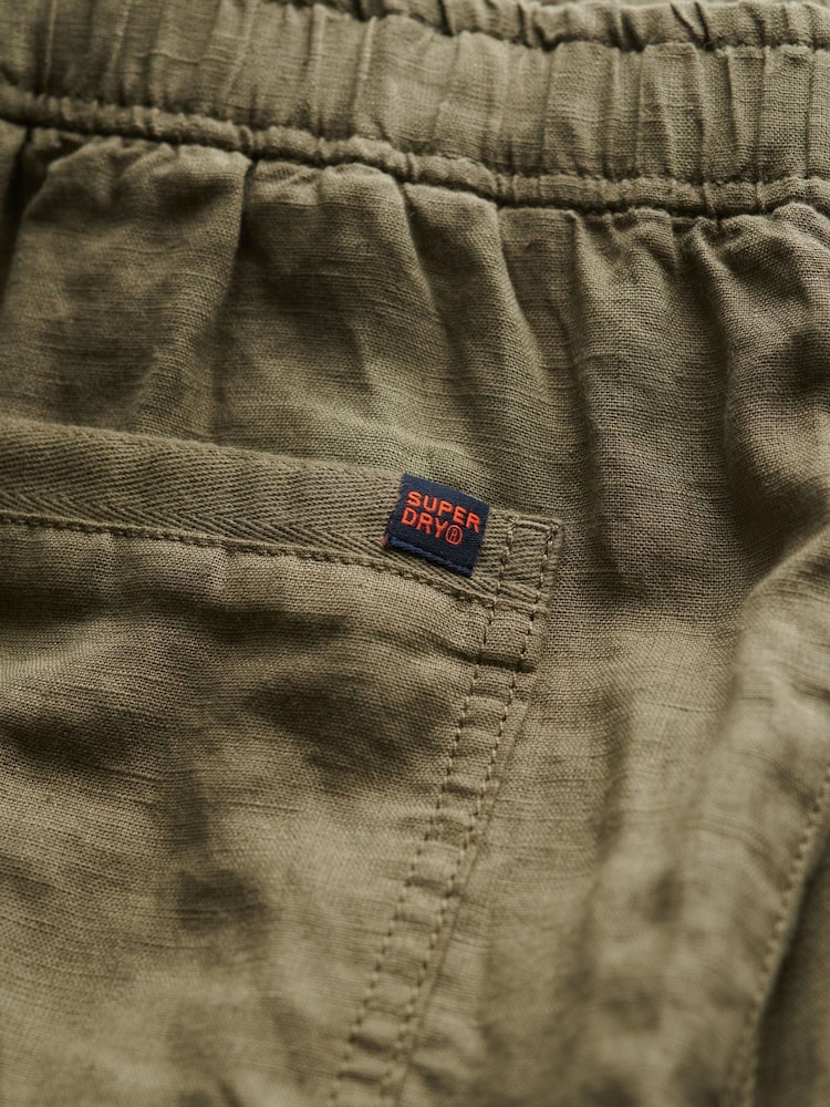 Superdry Green Linen Drawstring Trousers - Image 7 of 7 Superdry Green Linen Drawstring Trousers - Image 7 of 7