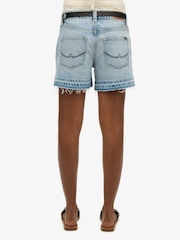 Superdry Blue Mid Rise Cut Off Shorts - Image 3 of 5