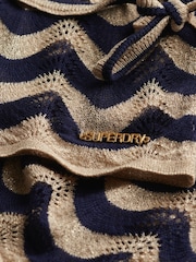 Superdry Blue Zigzag Knit Plunge Halter Blouse - Image 6 of 6