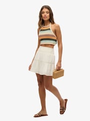 Superdry White Ibiza Lace Mix 100% Cotton Mini Skirt - Image 5 of 6