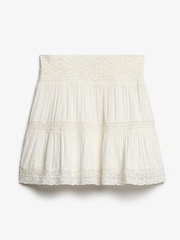 Superdry White Ibiza Lace Mix 100% Cotton Mini Skirt - Image 6 of 6