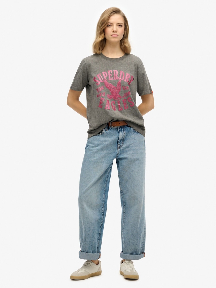 Superdry Grey Embellish Varsity Relaxed T-Shirt - Image 2 of 7