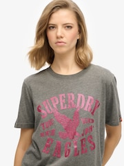 Superdry Grey Embellish Varsity Relaxed T-Shirt - Image 4 of 7