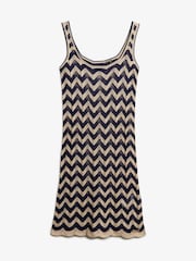 Superdry Black/Gold Zig Zag Sleeveless Knit Mini Dress - Image 8 of 9