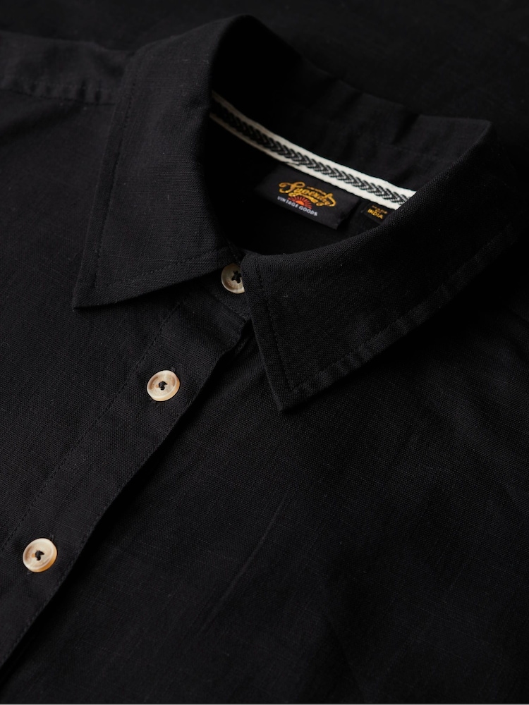 Superdry Black Ibiza Longline Beach 100% Cotton Shirt - Image 6 of 6 Superdry Black Ibiza Longline Beach 100% Cotton Shirt - Image 6 of 6