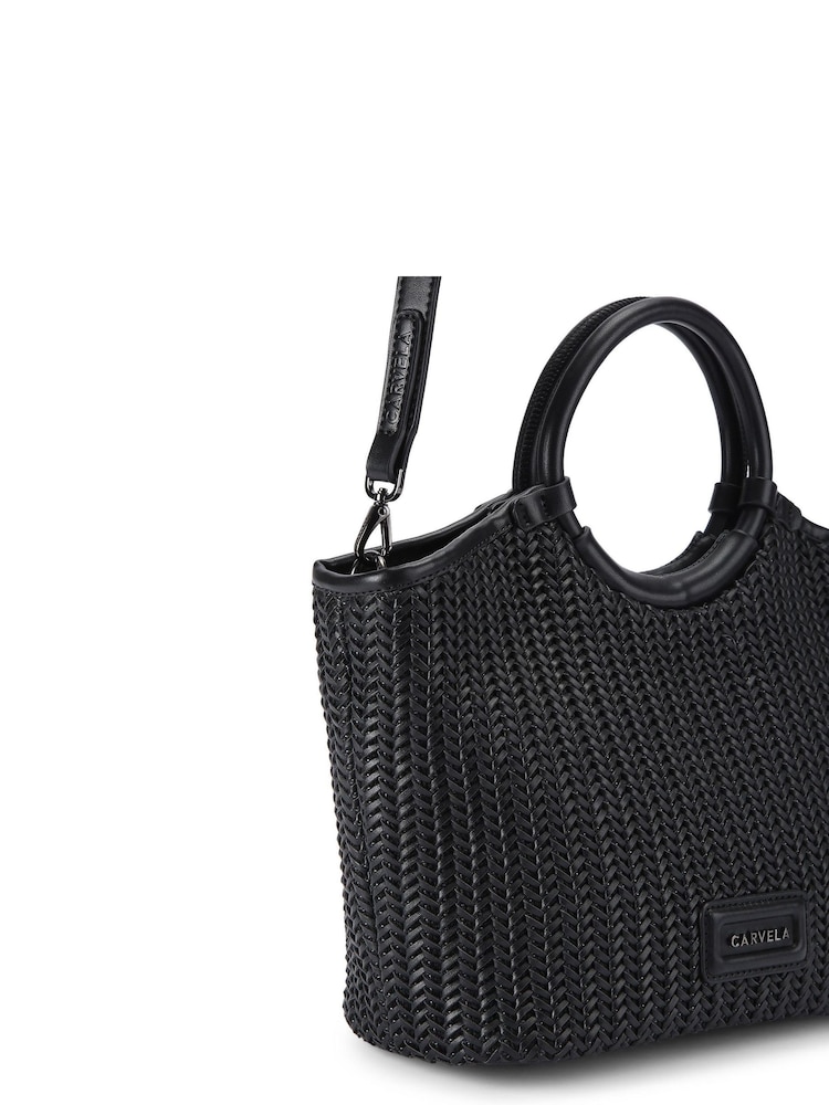 Carvela Sardinia Midi Weave Black Bag - Image 4 of 4
