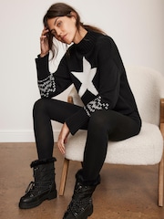 Mint Velvet Black Star Fairisle Cotton Blend Jumper - Image 4 of 7