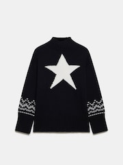 Mint Velvet Black Star Fairisle Cotton Blend Jumper - Image 6 of 7