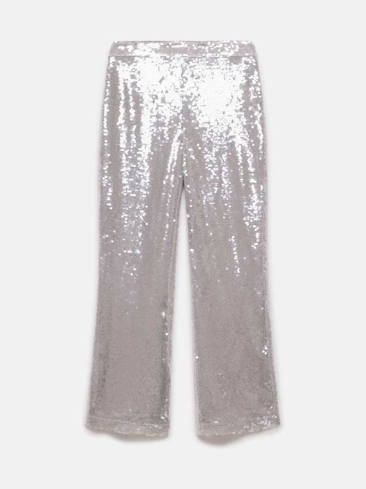 Mint Velvet Grey Sequin Wide Trousers - Image 6 of 6