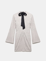Mint Velvet Grey Split Sleeve Sequin Mini Dress - Image 7 of 7