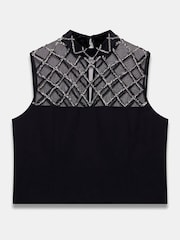 Mint Velvet Black Embellished Mesh Top - Image 7 of 8