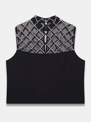 Mint Velvet Black Embellished Mesh Top - Image 8 of 8