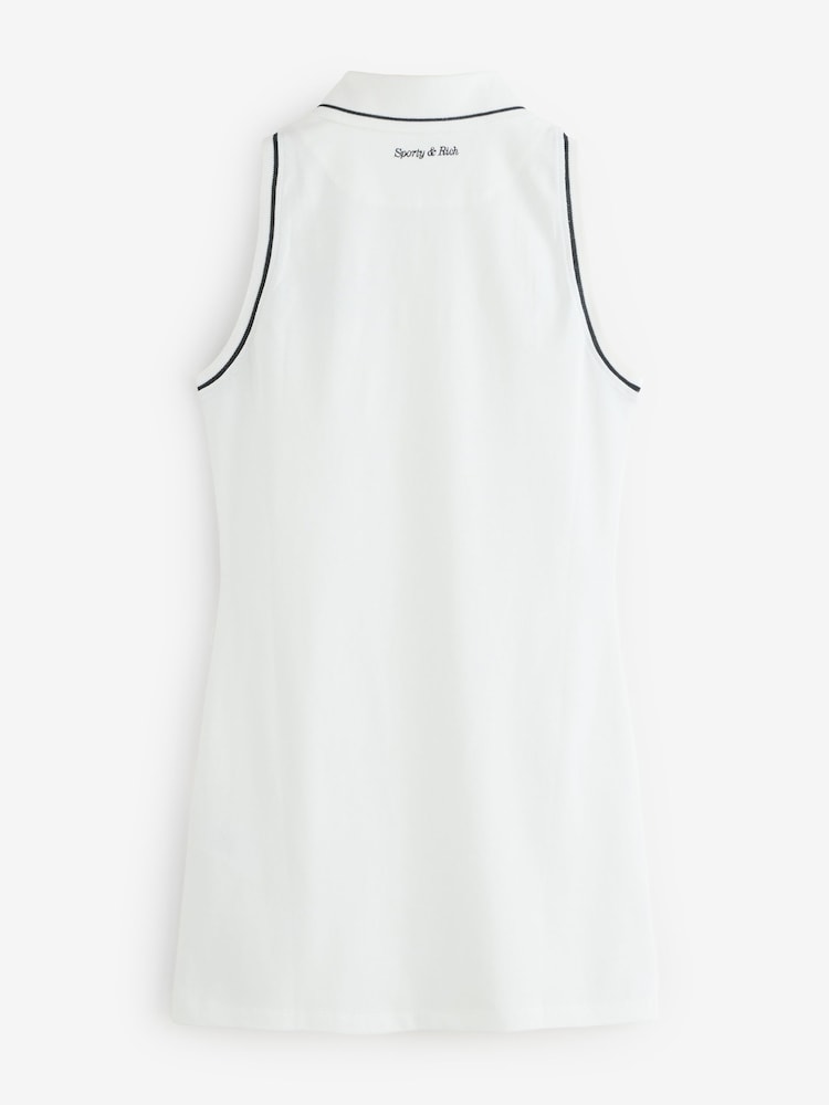 Sporty & Rich White Eden Crest Pique Polo Dress - Image 2 of 6