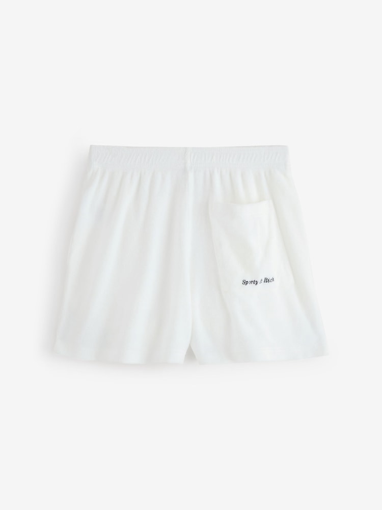 Sporty & Rich White Eden Script Terry Shorts - Image 2 of 7