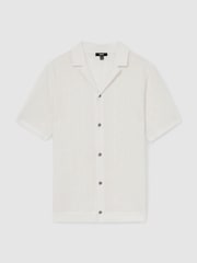 Reiss White Kipling Textured-Knit Short-Sleeve Shirt - Image 2 of 5