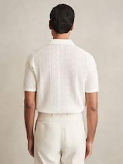 Reiss White Kipling Textured-Knit Short-Sleeve Shirt - Image 4 of 5