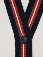 Reiss White Mila Wool Cashmere Stripe Trim Cardigan - Image 6 of 6