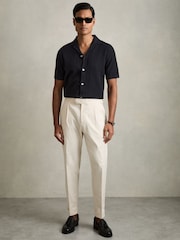 Laivasto - Reiss Kipling Textured-Knit Short-Sleeve Shirt - Kuva 3 / 6
