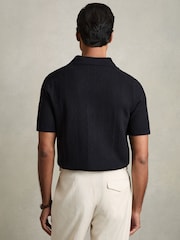 Laivasto - Reiss Kipling Textured-Knit Short-Sleeve Shirt - Kuva 5 / 6
