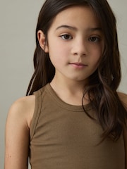 Reiss Khaki Violet 9-13 yrs Cotton Blend Ribbed Vest - Image 1 of 4