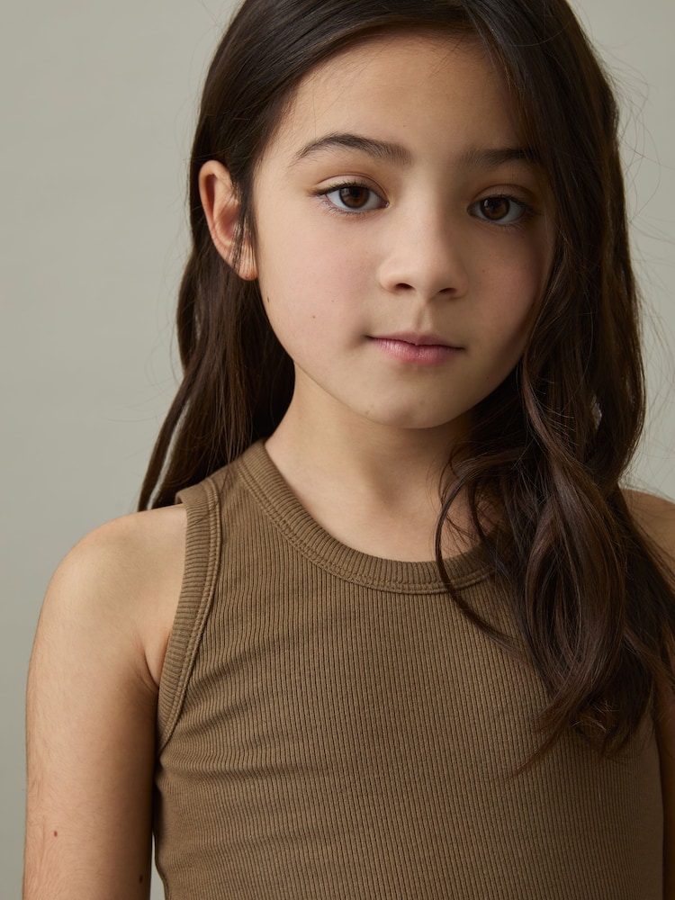 Reiss Khaki Violet 9-13 yrs Cotton Blend Ribbed Vest - Image 1 of 4