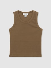 Reiss Khaki Violet 9-13 yrs Cotton Blend Ribbed Vest - Image 2 of 4