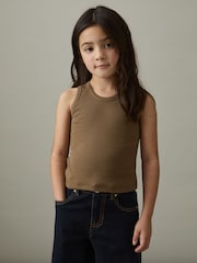 Reiss Khaki Violet 9-13 yrs Cotton Blend Ribbed Vest - Image 3 of 4