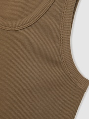 Reiss Khaki Violet 9-13 yrs Cotton Blend Ribbed Vest - Image 4 of 4