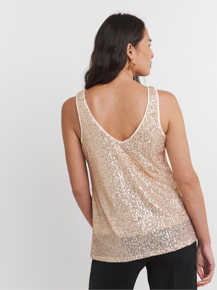 JD Williams Nude Sequin Vest - Image 2 of 4