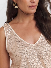 JD Williams Nude Sequin Vest - Image 3 of 4