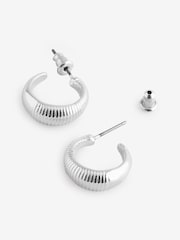 FatFace Silver Tone Textured Hoops Earrings - Image 1 of 1