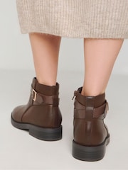 JD Williams Brown Classic Strap And Buckle Detail Ankle Boots In Wide Fit - Image 2 of 4