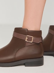 JD Williams Brown Classic Strap And Buckle Detail Ankle Boots In Wide Fit - Image 3 of 4