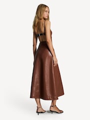 Nanushka Brown Iwona Leather Look Midi Dress - Image 2 of 7