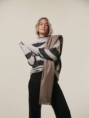 JD Williams Cream Zebra Print Knitted Tunic - Image 3 of 4