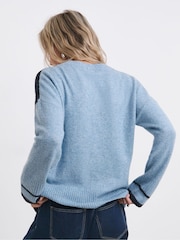 JD Williams Blue Colour Block Jumper - Image 2 of 4