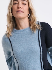 JD Williams Blue Colour Block Jumper - Image 3 of 4
