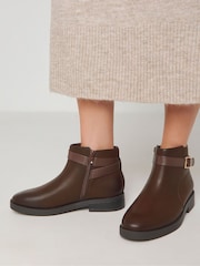 JD Williams Brown Classic Strap And Buckle Detail Ankle Boots In Extra Wide Fit - Image 3 of 4
