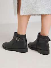 JD Williams Black Classic Strap And Buckle Detail Ankle Boots In Extra Wide Fit - Image 2 of 4