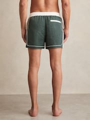 Reiss Dark Green/White Cano Colour-Block Piped-Trim Swim Shorts - Image 4 of 5