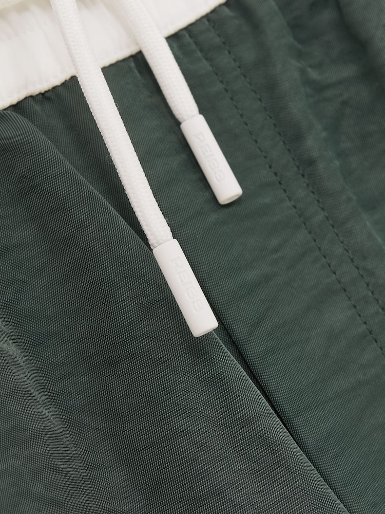 Reiss Dark Green/White Cano Colour-Block Piped-Trim Swim Shorts - Image 5 of 5